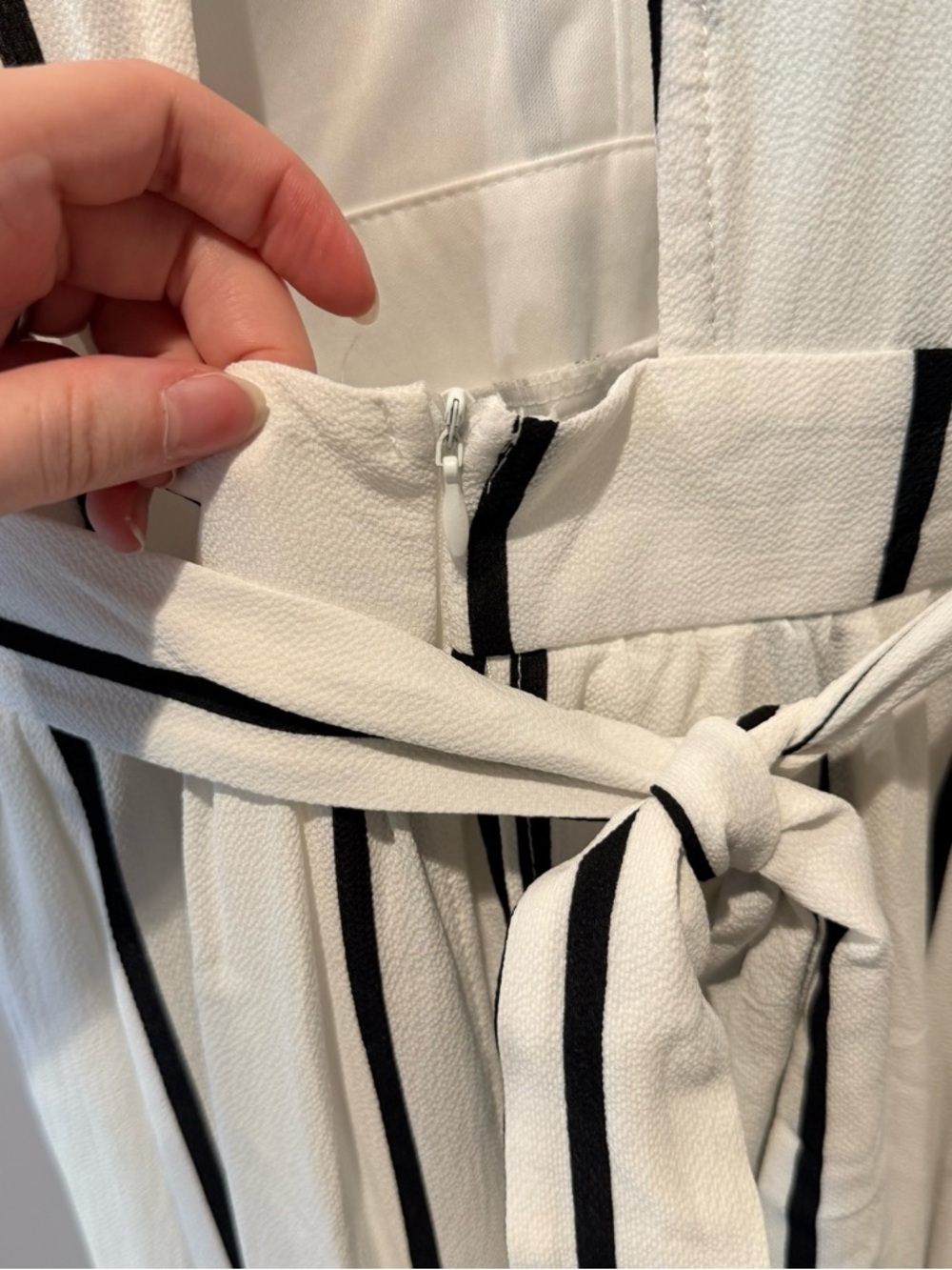 Crystal Doll White & Black Striped Walkthrough Romper - Picture 10 of 10